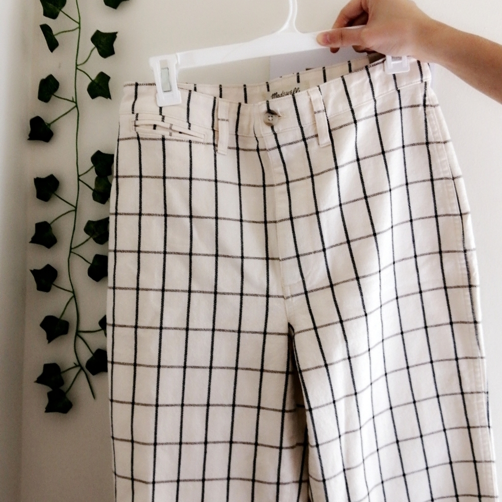 NWT Madewell Emmett Wide Leg Crop Pants Windowpane